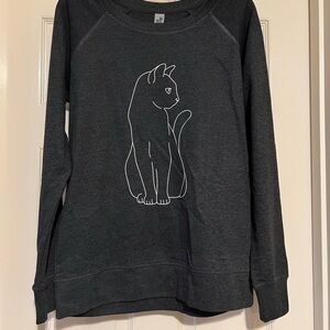 Cat Graphic Sweatshirt Size Medium